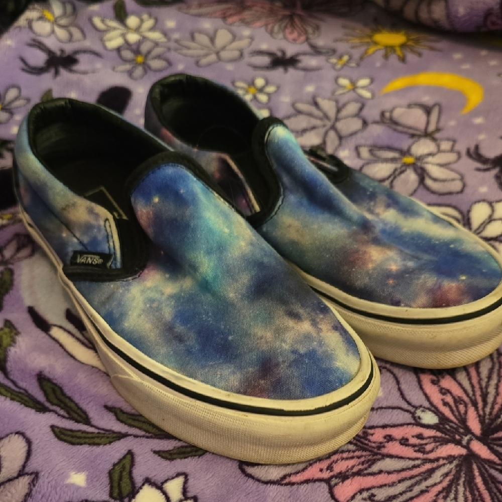 Vans Cosmic Blue and Purple Slip-Ons